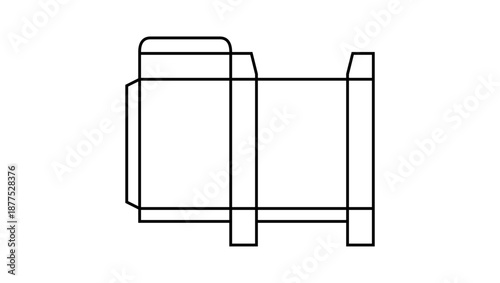 paper box diagram, black isolated silhouette
