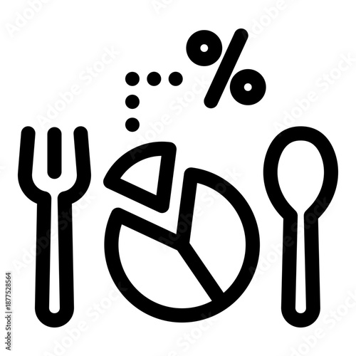 Food proportion icon showing balanced diet ratios, symbolizing nutrition planning and healthy eating.