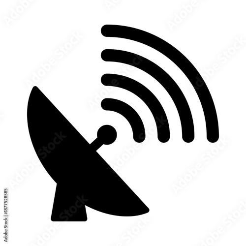 Radar icon with signal waves, symbolizing detection, scanning, tracking, and wireless communication.