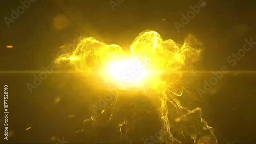 Golden Fire Phoenix Bird Animation with Glowing Sparkle Particles Flying on Black Background for Intro Logo and Cinematic Reveal