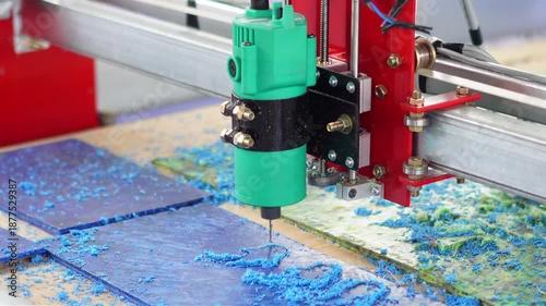 A CNC machine operating in an industrial workshop, performing precise automated cutting and manufacturing processes.