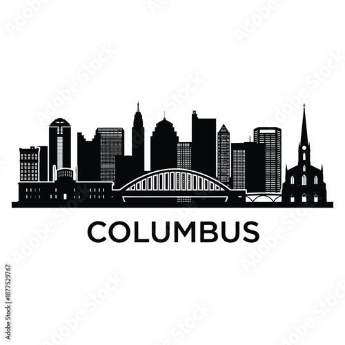 Photos columbus city skyline with bridge and buildings