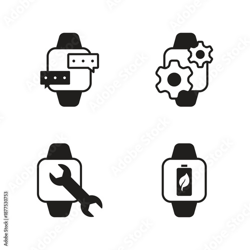 Smartwatch tools message solid set
