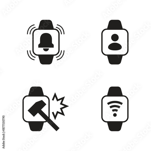 Smartwatch notification bell solid set