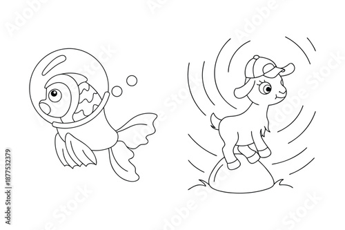 Simple Kids Coloring Book Page