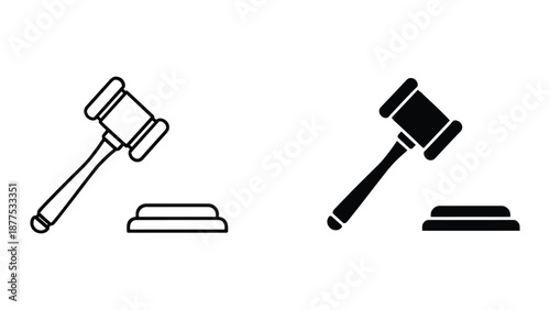 Judge Gavel and Sound Block Vector Illustrations