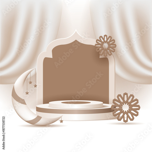islamic podium display with brown and beige