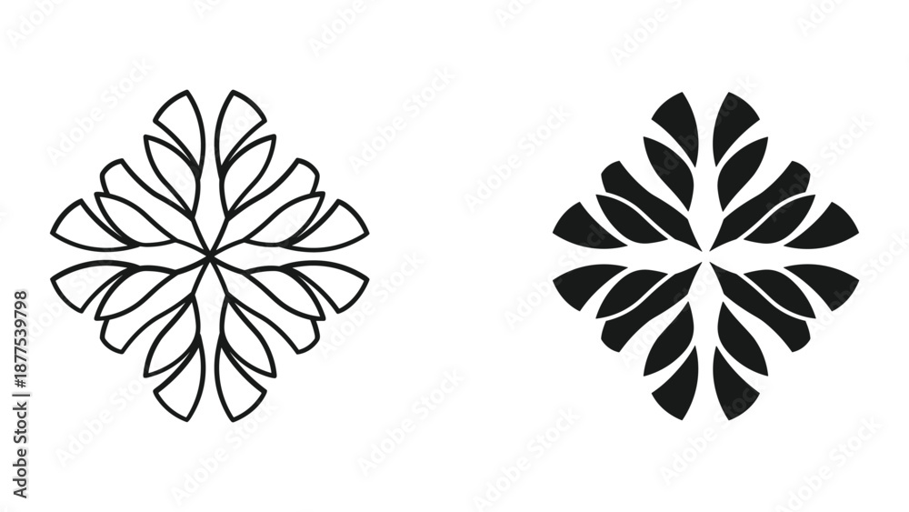 Fototapeta premium Vector Flower Illustrations - Black and White Designs