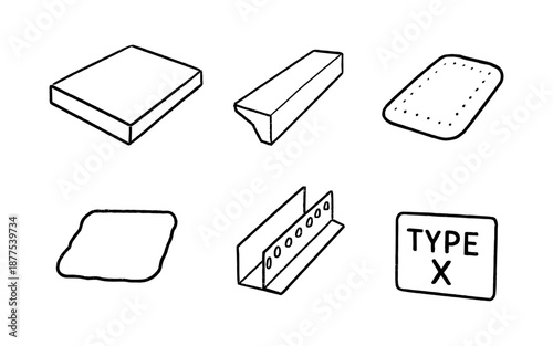 Hand drawn building materials collection for construction and design projects