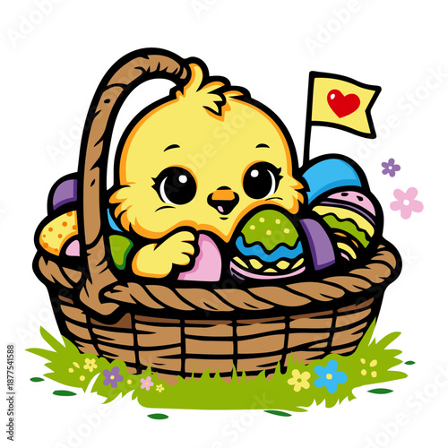 Osterküken im Körbchen Coloration Icon