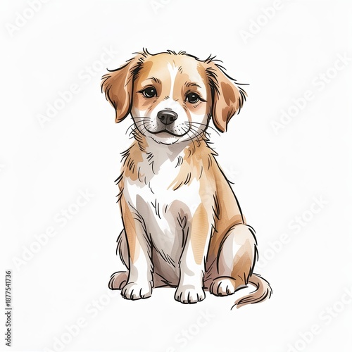 Watercolor Illustration of Teddy Bear Toy, Isolated on White