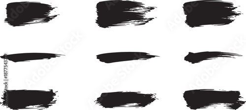 Collection of brush stroke elements in various shapes 