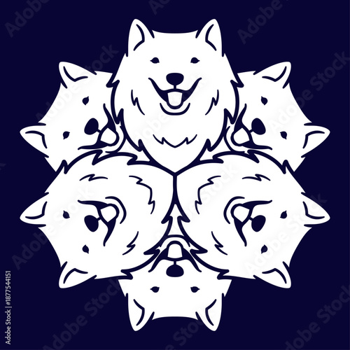 家紋風アイコン　犬　サモエド　日本の紋章