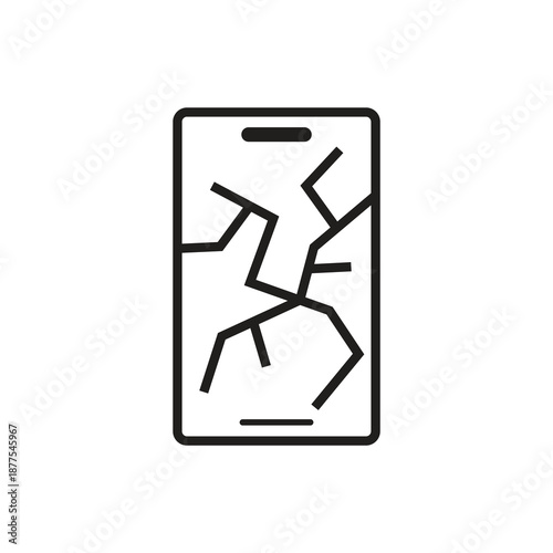 Cracked glass smartphone screen damage solid black icon repair