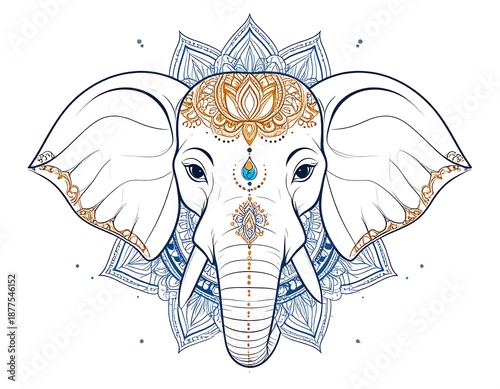 Intricate illustration of an elephant head with ornate mandala