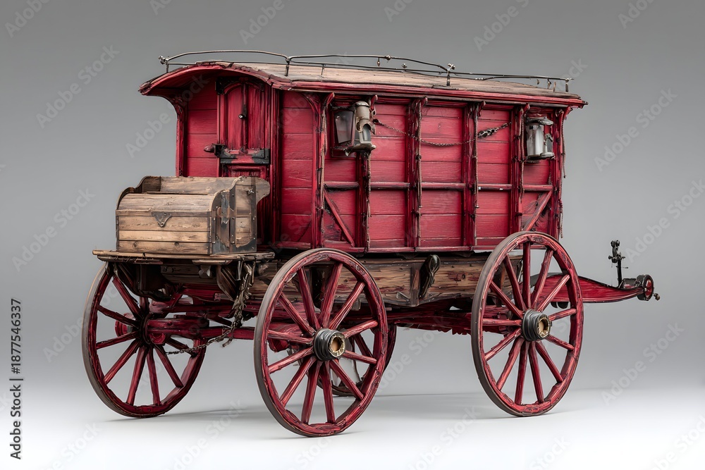 Fototapeta premium A lovingly crafted vintage wagon ignites nostalgia and warmth.