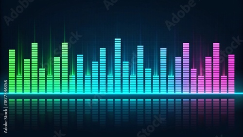 Glowing Equalizer Bars with Music Beat Illustration