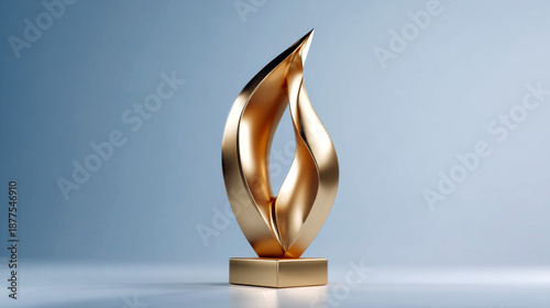 Elegant golden trophy symbolizes achievement and innovation in fintech awards, reflecting modern design and excellence in a bright setting