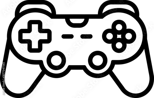 Black and white of a game controller buttons joystick