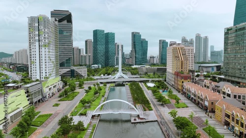Aerial View near Songdo Central Park in Incheon, South Korea