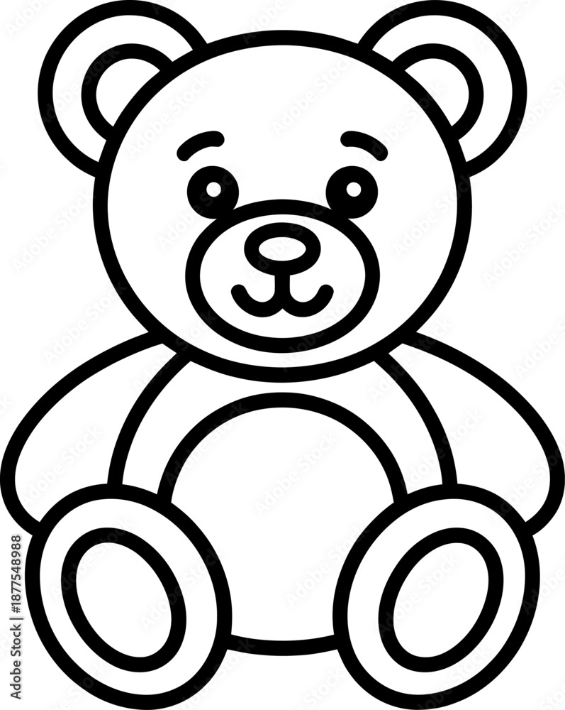 Obraz premium Cute Black and White Teddy Bear Outline cartoon