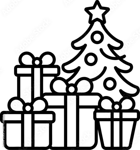Christmas Tree and Gifts star holiday