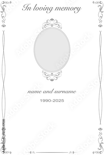 Vector - Border or frame with vintage style. Rest in peace (RIP). Black and white color. Can be use for invitation card, poster, web.