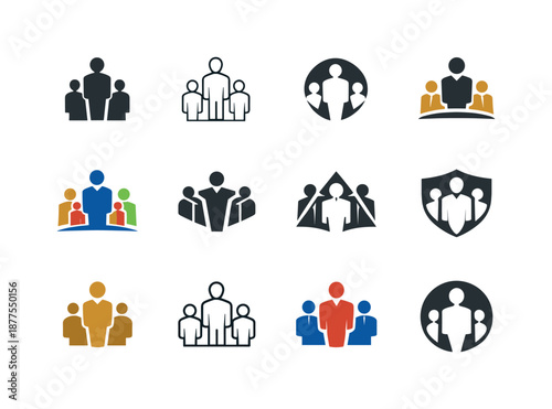 Leadership Icons Series. Developing leadership qualities and management potential. Icon set. Set Logo of Developing leadership qualities and management