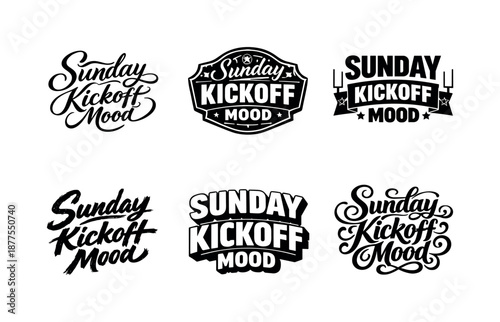 Creative Lettering Styles. Sunday kickoff mood. Set lettering. harmonious lettering variations of the same emblematic concept, each with different artistic