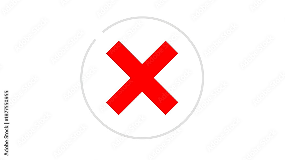 Fototapeta premium A large red x symbol on a white oval background