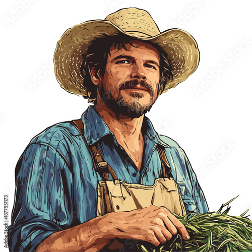 farmer, labor day, festival, vector, transparent background, person, worker, rancher, isolated, farm, job, tool, work, occupation