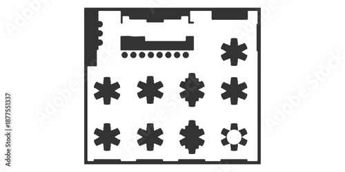 Restaurant furniture silhouette  CAD drawings, tables chairs bar counter, top view, clean vector architectural symbols – Premium Architectural CAD Vector Collection