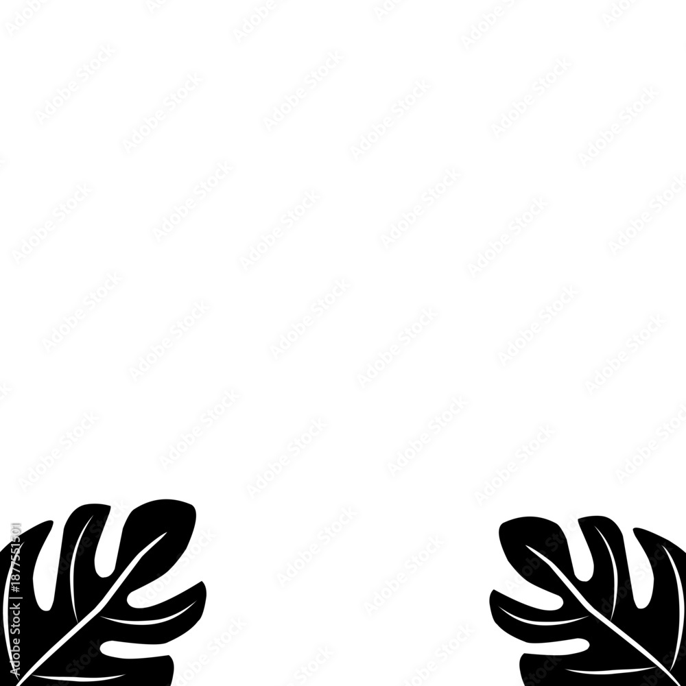 Obraz premium Vector illustration of black monstera leaves , best for frame or border