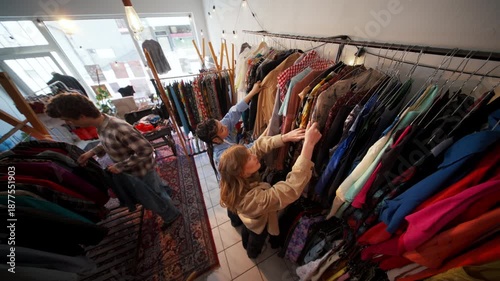 Fashion Rack Inspiration, Curated Clothing Arrangement Showcasing Diverse Patterns And Natural Lighting