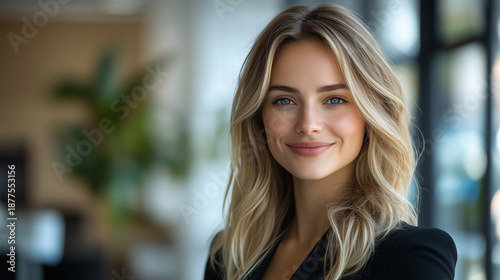 Wallpaper Mural Portrait of a beautiful young woman smiling and looking at camera. Woman portrait Torontodigital.ca