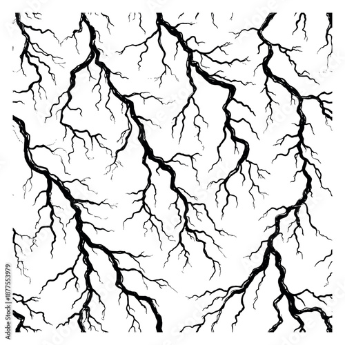 Hand drawn line art illustration of lightning pattern depicting dynamic energy for graphic design