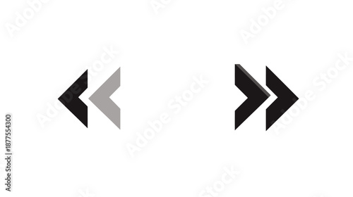 A set of modern, minimalist arrow symbols in various shades of gray and black