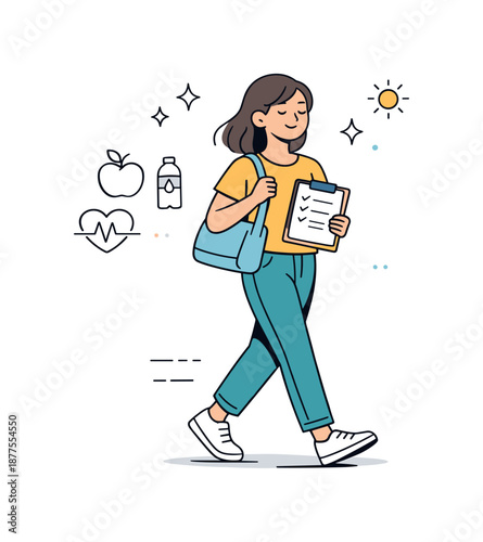 Nutritionist Session Success. Nutritionist consultation follow-up. Client leaving with notes and a calm smile after the session. Sense of confidence and