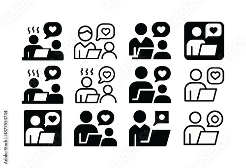 Workplace Stress Icons. Handling workplace stress and managerial support. Icon set. Set Logo of Handling workplace stress and managerial support: Supportive