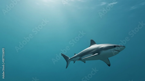 Wallpaper Mural Shark swims gracefully under blue water surface Torontodigital.ca