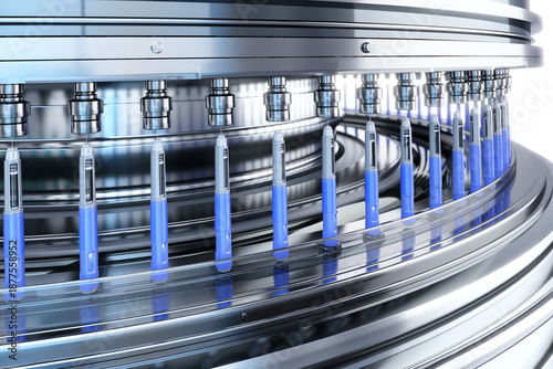 Automated pharmaceutical semaglutide ozempic injection pen filling line. Aseptic manufacturing of injectable drug delivery devices, insulin GLP-1 pens. weight loss drug production, medical automation 
