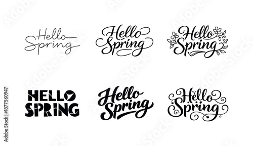 Spring Typography Variations. Light spring aesthetic typography. Set lettering. harmonious lettering variations of the same emblematic concept, each with