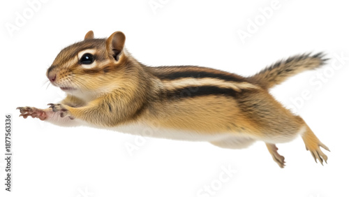 Tableau sur toile Isolated Running chipmunk or Tamias striatus in full motion is shown no backgrou