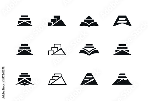 Typographic Logo Set. Typographic hierarchy. Icon set. Set Logo of typographic hierarchy: scale indicator. harmonious logo variations of the same emblematic