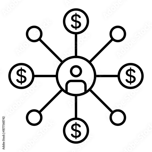 affiliate marketing line icon with editable stroke