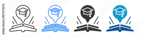 Educational Icon Set Vector Collection Isolated In Black And White