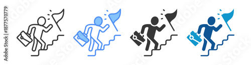 Career Advancement Icon Set Vector Collection Isolated In Black And White