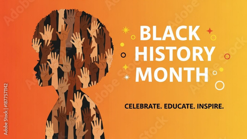 Black History Month Celebration Poster with Diverse Hands