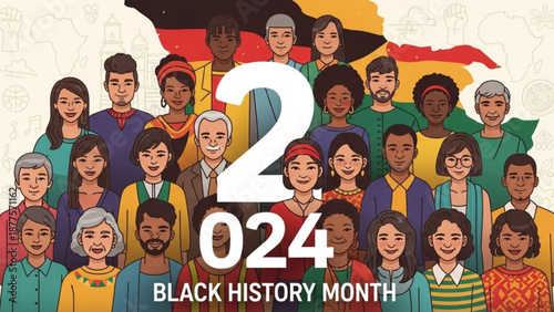 Diverse People Celebrating 2024 Black History Month