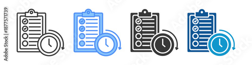 Planning Icon Set Vector Collection Isolated In Black And White